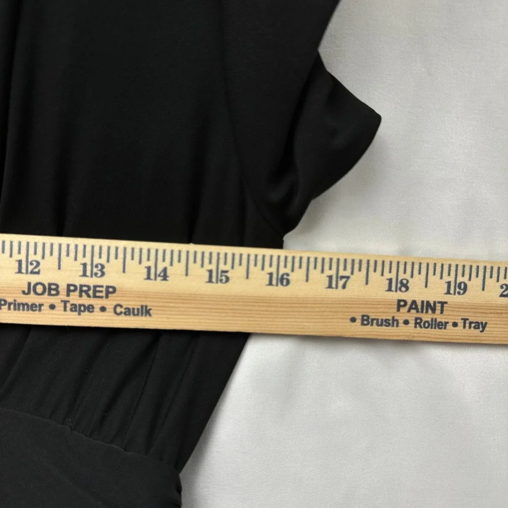 24seven‎ Comfort Apparel Maxi V Neck Long Sleeve Leg Slit Black Dress Pockets
